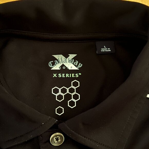 Callaway X Series Golf Polo Shirt Mens L Black Stretch Athletic Fit Performance - Picture 4 of 11